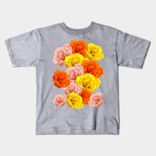 Roses Pastel Colors Floral Collage Kids T-Shirt